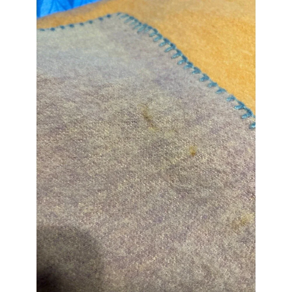 Vintage kenwood wool blanket play camp warm purple yellow cabin